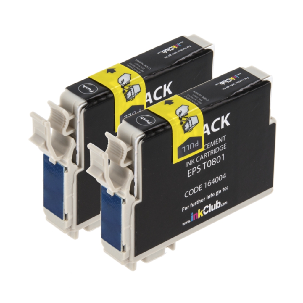 inkClub Bläckpatron svart, 2-pack KED070-2 ersätter T0801