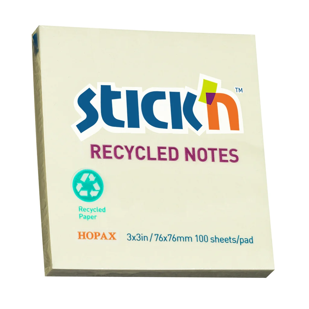 Stick'n Notisblock 76x76 100 Blad Gul