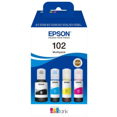 Epson 102 Blækflaske Multipack BK/C/M/Y Epson 102 Blækflaske Multipack BK/C/M/Y