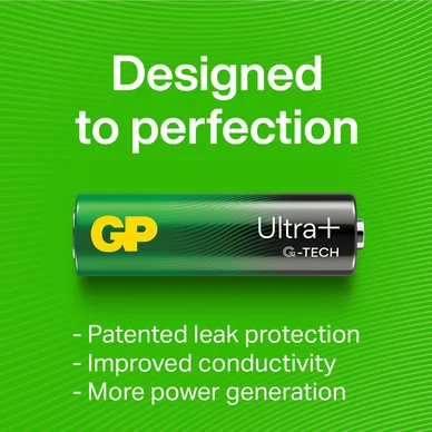 GP Ultra Plus Alkaline AA-batteri, 15AUP/LR6, 4-pakning GP Ultra Plus Alkaline AA-batteri, 15AUP/LR6, 4-pakning