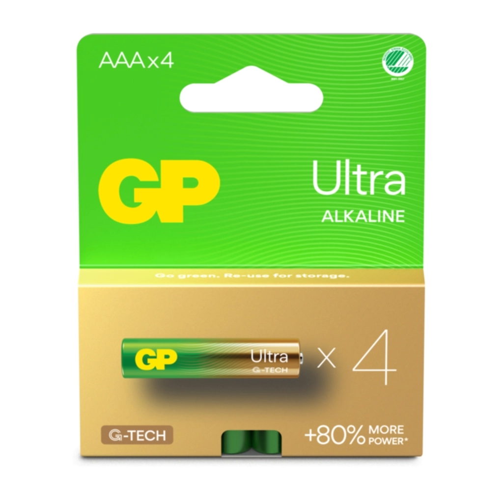 GP BATTERIES GP Ultra Alkaline AAA-batteri LR03/24AU 4-pakk Batterier og ladere,Alkaliske batterier