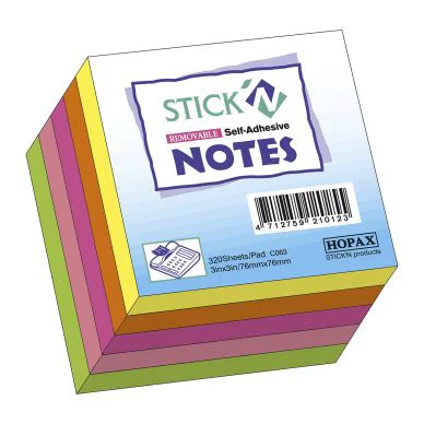 Notisblock Stick n Notes 76x76 mm flerfärgad 5 st Notisblock Stick n Notes 76x76 mm flerfärgad 5 st
