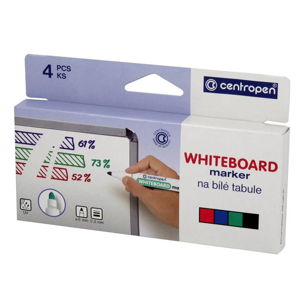 Whiteboard Centropen rund 4 färger/fp