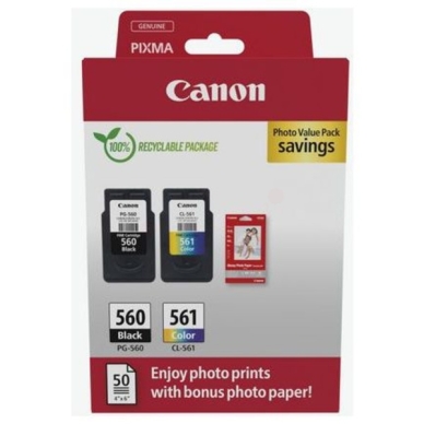 CANON Multipack PG-560 & CL-561 + 50 blatt fotopapier passend für: Pixma TS 5300 Series;Pixma TS 5350;Pixma TS 5350 a;Pixma TS 5350 i;Pixma TS 5350 Series;Pixma TS 5351;Pixma TS 5351 a;Pixma TS 5351 i;Pixma TS 5351 Series;Pixma TS 5352;Pixma TS 5352 a;Pixma TS 5353;Pixma TS 5353 a;Pixma TS 5355 a;Pixma TS 5400 Series;Pixma TS 5450;Pixma TS 5450 Series;Pixma TS 5451;Pixma TS 5452;Pixma TS 7400 Series;Pixma TS 7450;Pixma TS 7450 a;Pixma TS 7450 i;Pixma TS 7450 Series;Pixma TS 7451;Pixma TS 7451 a;Pixma TS 7451 i;Pixma TS 7451 Series