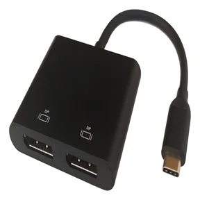 USB-C MST HUB, 2x 4K/60Hz, DP x 2, svart, 0,1m