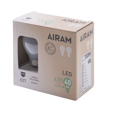 AIRAM Airam LED A60 4,5W/827 E27 2-pak 4713769 Modsvarer: N/A