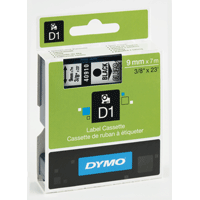 Ruban à étiqueter Dymo D1 9 mm, noir sur transparent