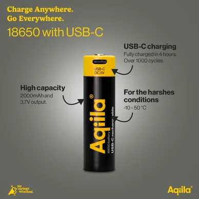 Aqiila Laddningsbar USB-C Batteri 18650 2000mAh 1-pack