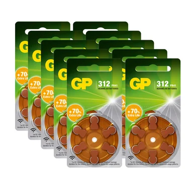 GP BATTERIES GP ZA 312-D6 / PR41, 10 stk/pakke GPZA312-D6-10 Modsvarer: N/A