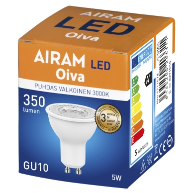 AIRAM alt LED-spotlight GU10 4,2W 350 luumen 3000K