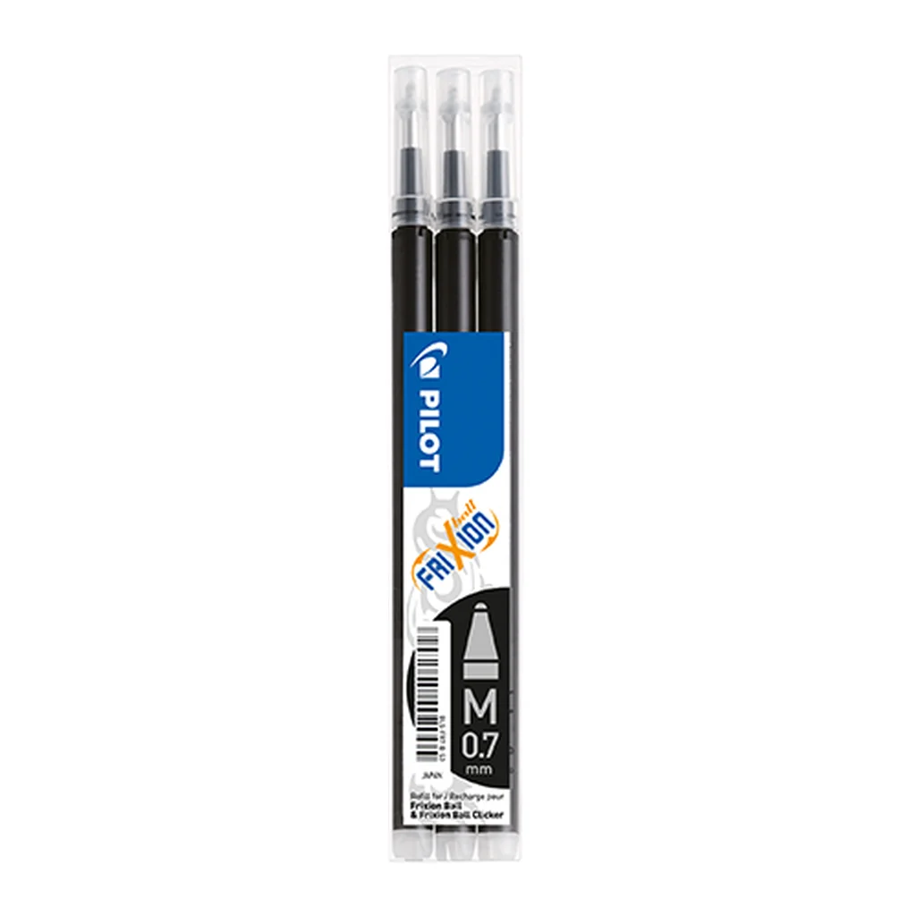Refill 3-pack FriXion Raderbart bläck 0,7 svart