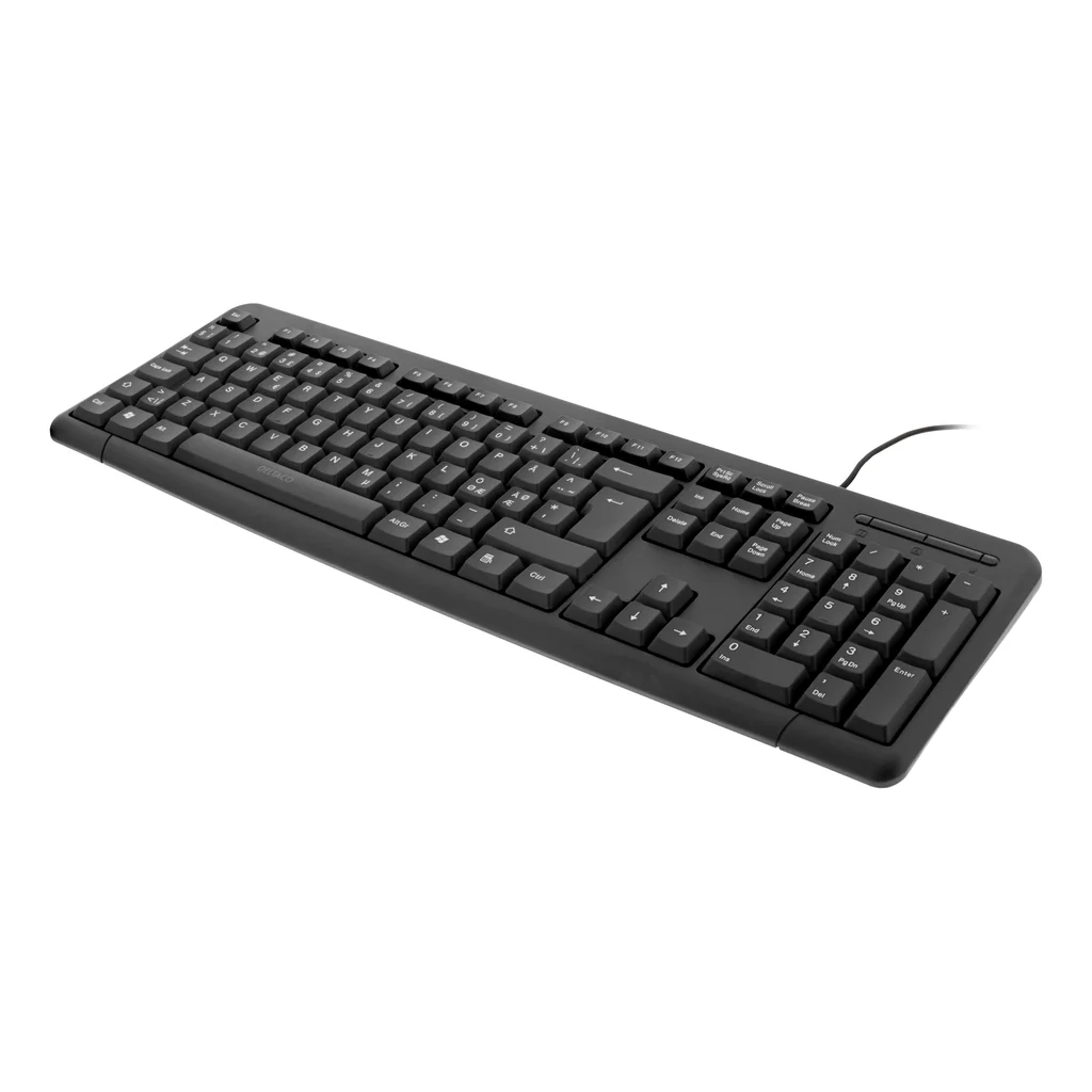 Deltaco tangentbord, nordisk layout, USB, svart