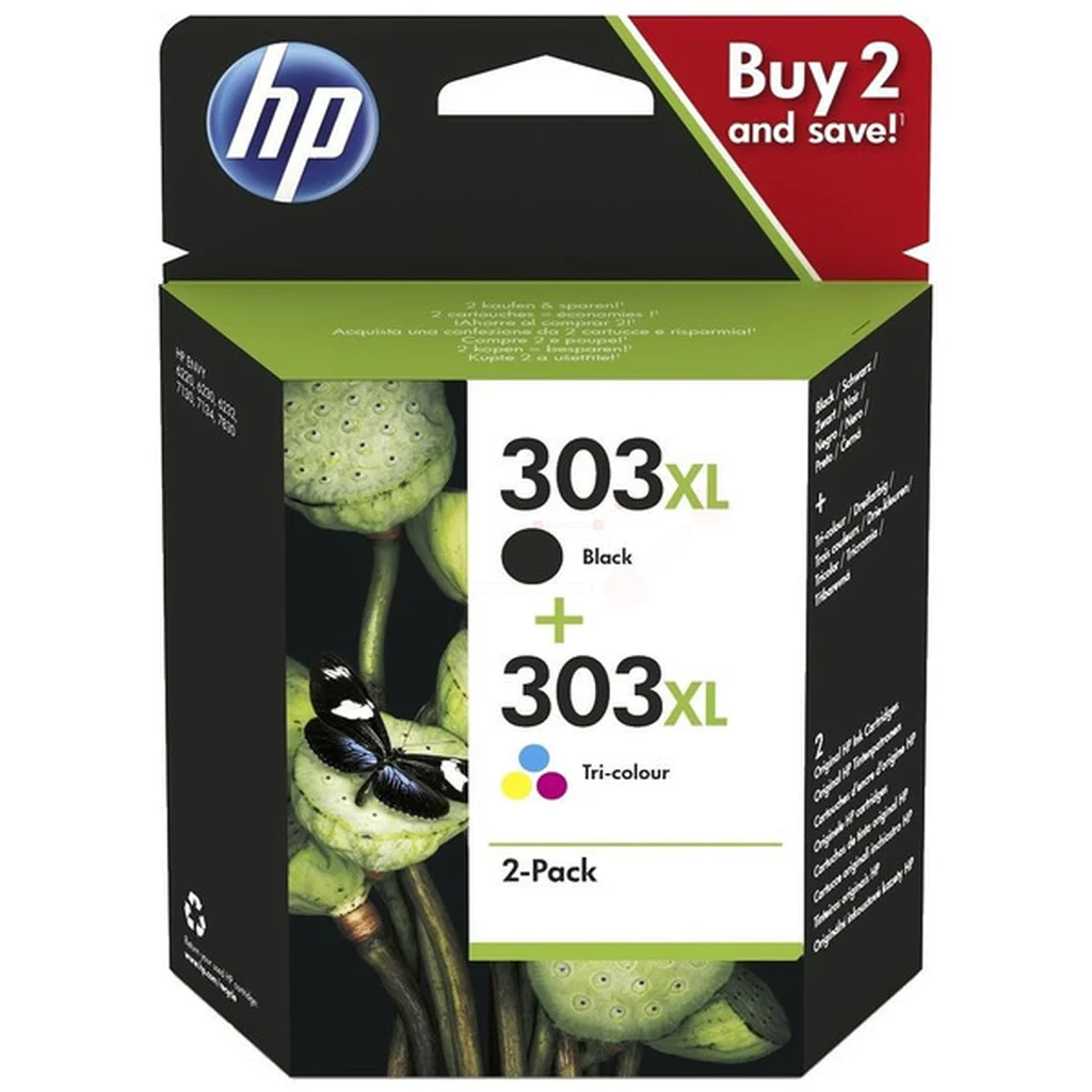HP 303 XL Tri Color & Svart bläck 2-pack