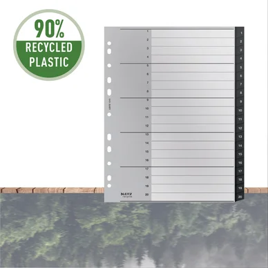 Leitz Recycle Register, PP, extra bred, 1-20 A4 Leitz Recycle Register, PP, extra bred, 1-20 A4