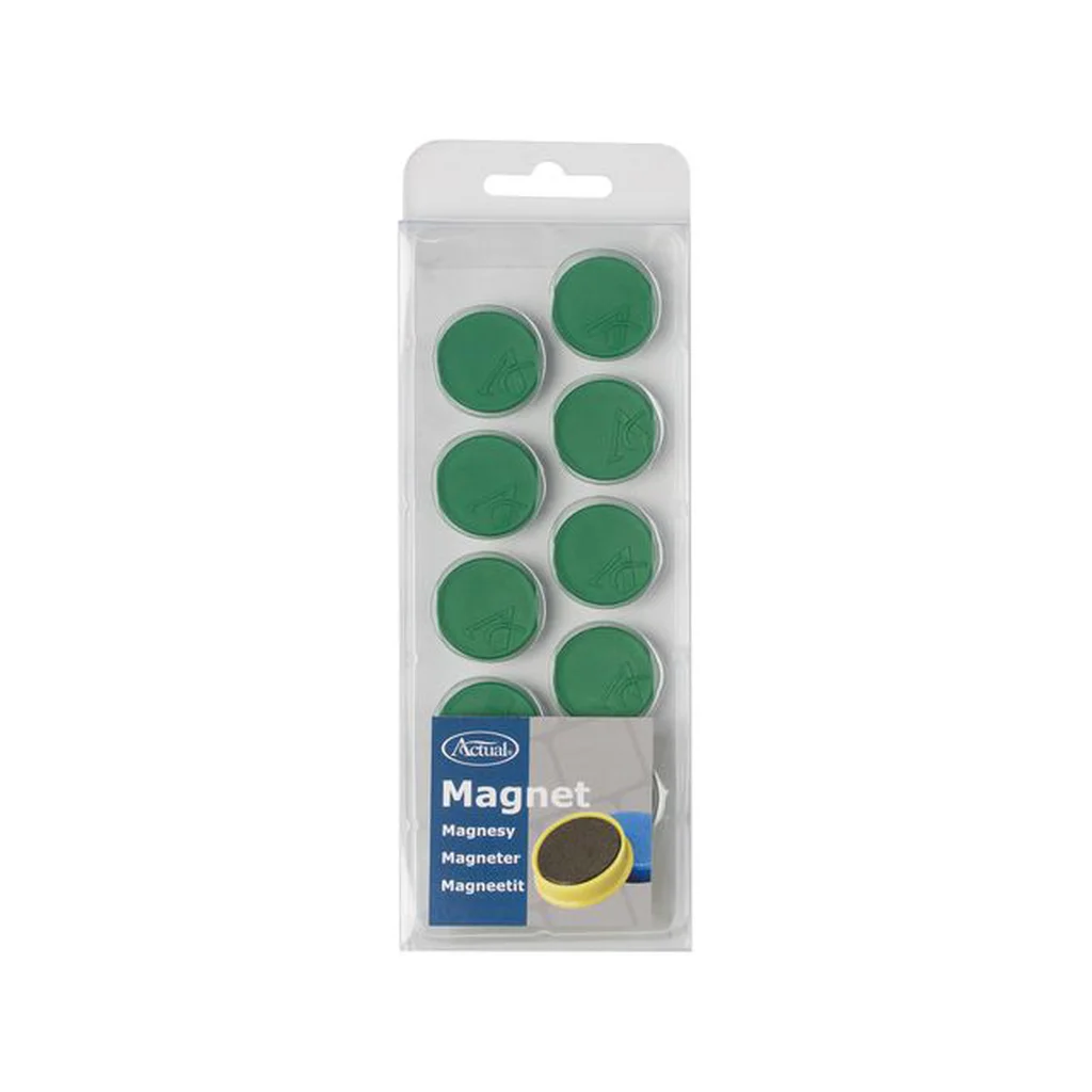 Actual Magnetknappar 25 mm grön 10-pack