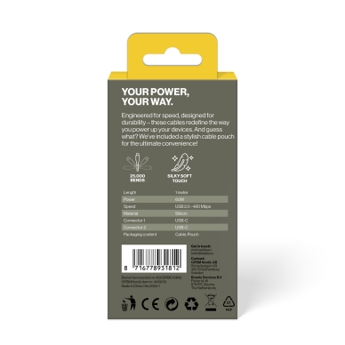 Aqiila Cablebird CS11 kabel USB-C till C 60W silikon 1m vit
