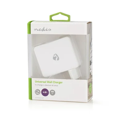 Nedis USB-ladestasjon, 4 USB-porter, 4,8&nbsp;A