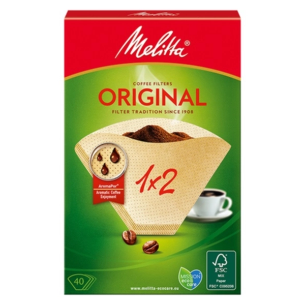 Melitta Melitta Kaffefilter 1x2 ubleket 40-pakk Te- og kaffetilbehør,Servering,Livsmedel,Te- og kaffetilbehør