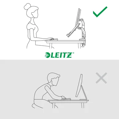 Leitz Ergo Bildskärmsarm dubbel med laptopställ mörkgrå
