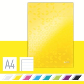 Carnet Wow A4, ligné, blanc, couverture rigide 90g/80p jaune