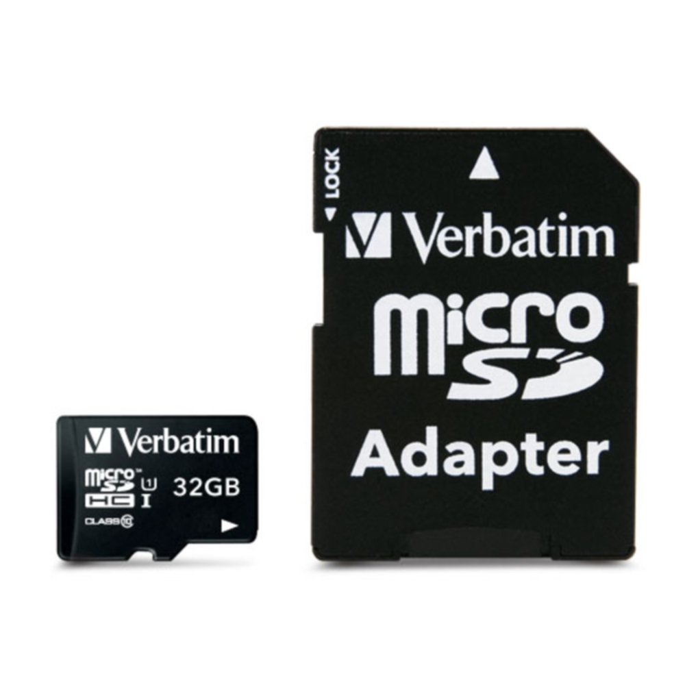 Verbatim 32GB MicroSDHC Minneskort med adapter, Class 10