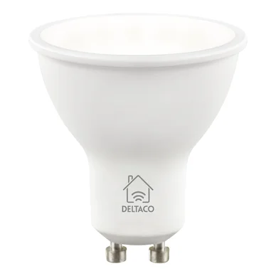 Deltaco LED-lampe, GU10, Wi-Fi 2,4GHz, 5W, 326lm, dæmpbar, 2700K-6500K, 220-240V, hvid