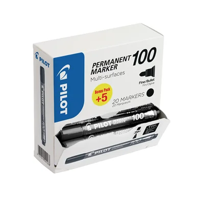 Pilot Märkpenna 100, Svart, Fine (20)