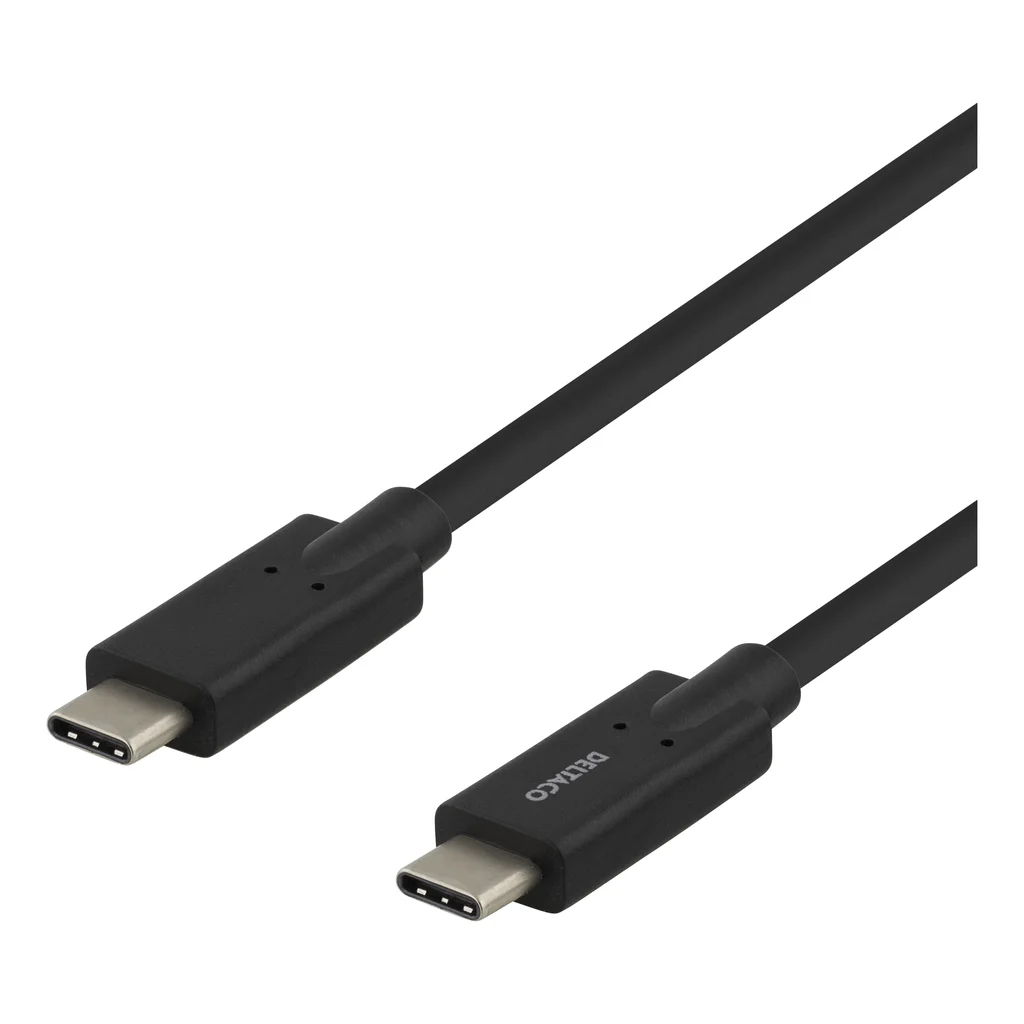 Deltaco Laddningskabel USB-C till USB-C, 2 m, svart