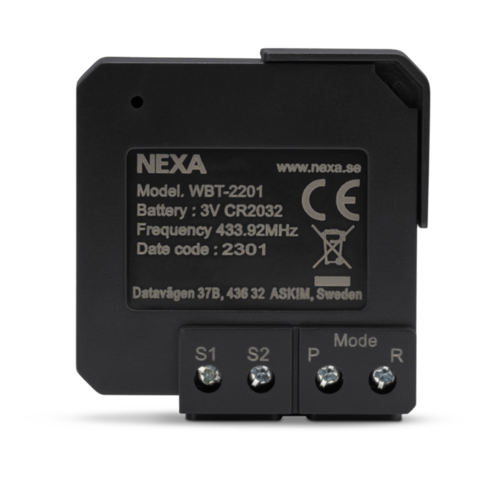 Nexa WBT-2201 Inbyggnadsändare batteri På/Av/Dimmer 2 kanal