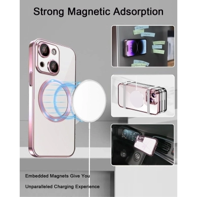 Turtos alt Kännykkäkotelot MagSafe Transparent iPhone 15, Rosa
