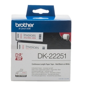 Brother DirectLabel Etiketter röd/svart på vit 62mm x 15,24m