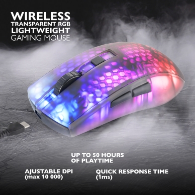 DM320 Trådlös Ultralätt Datormus Gaming Semi-transparent RGB