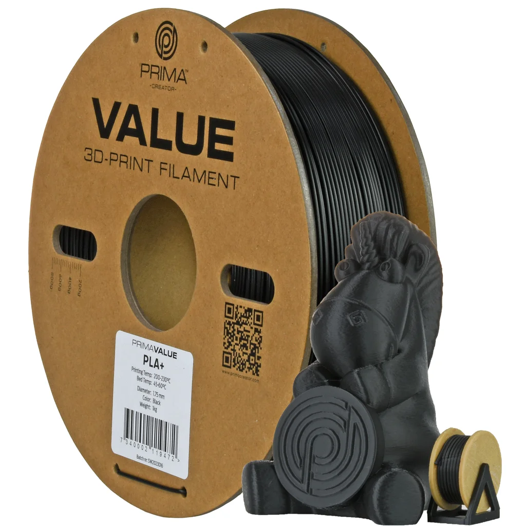 PrimaValue PLA+ - 1,75mm - 1kg - Mattsvart