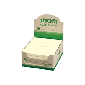 Notesblok Recycled 76x127mm 100 Blad 12 Pakke Pastelgul