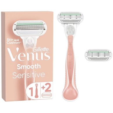 Gillette Gillette Venus Smooth Sensitive Rasiermesser-Set + 2 klingen