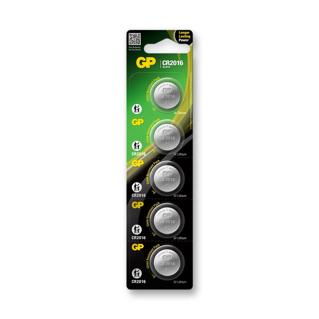 GP litium knappcell CR2016 5-p