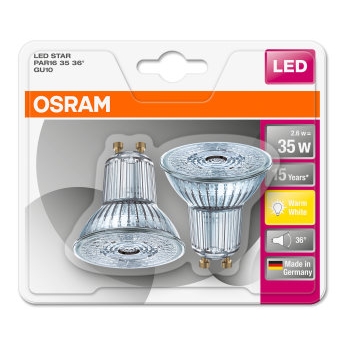 OSRAM alt Lampa GU10 LED PAR16 2,6W 2700K 230 lumen 2-pack