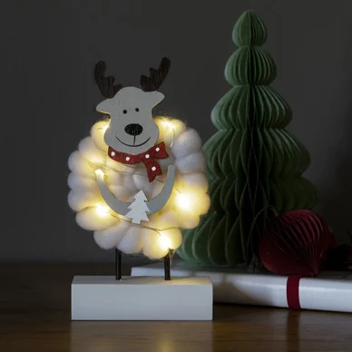 Konstsmide Konstsmide Elg Juledekoration i træ & bomuld 6 LED 2xAA 3266-210 Modsvarer: N/A