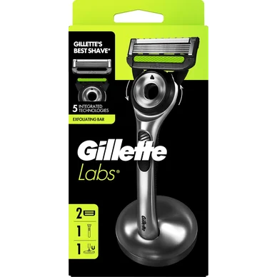 Gillette Gillette Labs barberskrabersæt + 2 barberblade + stativ 8700216616362 Modsvarer: N/A