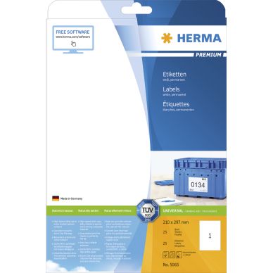 Herma Etikett HERMA Premium A4 210x297 (25) 5065 Modsvarer: N/A